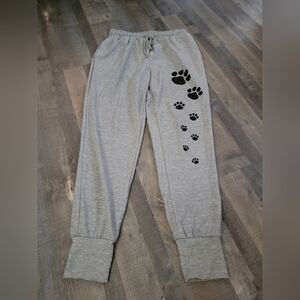 Vanilla Bay Light Gray Sweatpants with Black Paw Prints